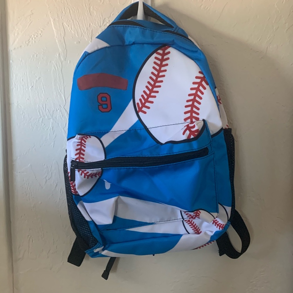 Boys backpack with baseball theme